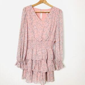 She + Sky Floral Mini Pink Ruffle Dress NWT